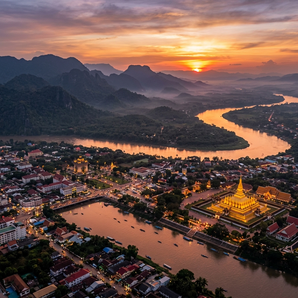 That Luang Temple in Vientiane, Laos at golden hour