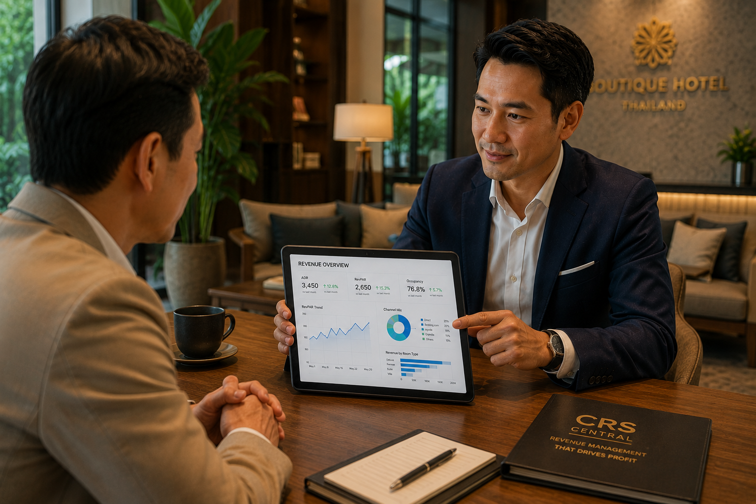 Revenue management data on laptop