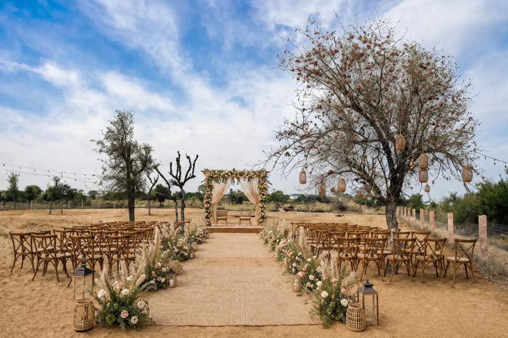 Royal daytime wedding stage ceremony