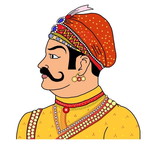 Line illustration of the Chauhan Emperor